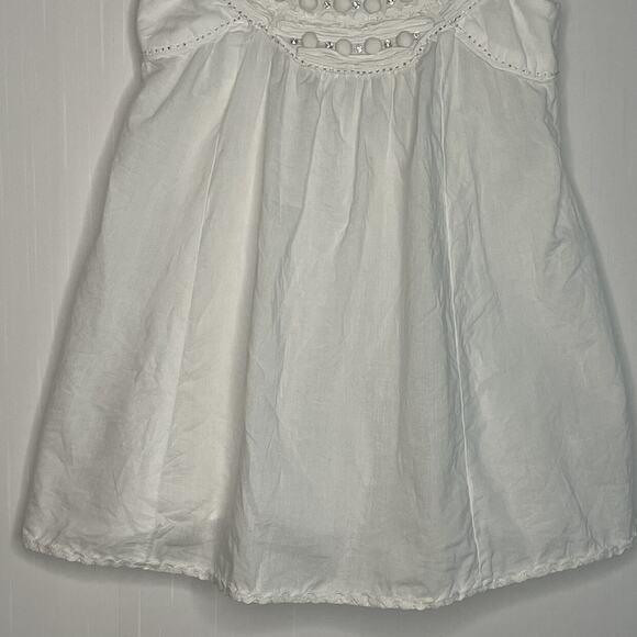 Monsoon White Cotton Sparkle Smocked Summer Top Size 8/9 - Picture 4 of 10